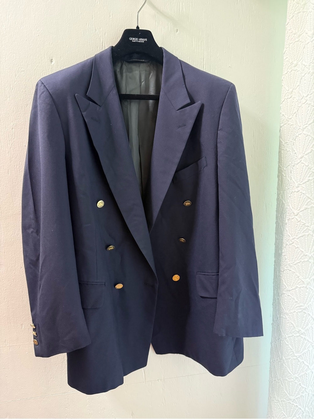 Burberry Navy Double-Breasted Men's Blazer with Gold Buttons